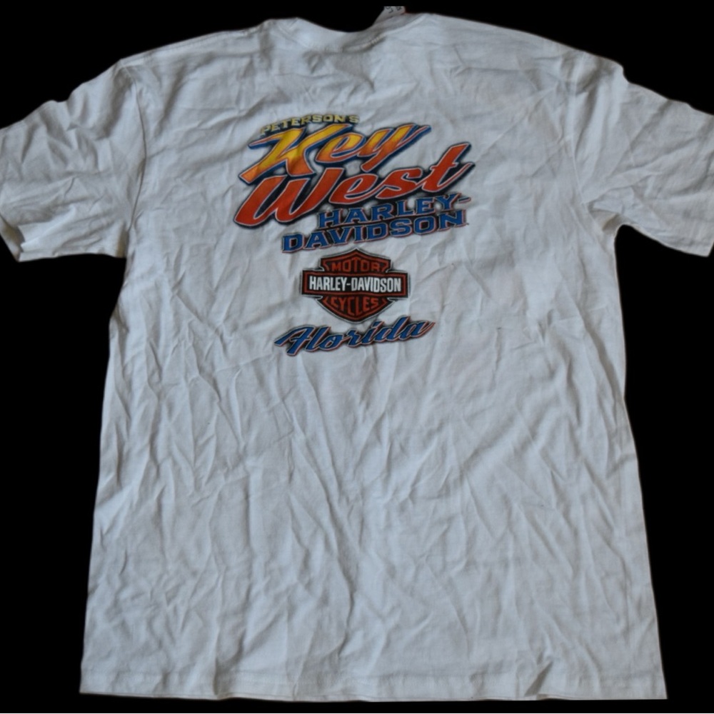 Harley-Davidson White Short Sleeve Tee with Colorful Graphic Design